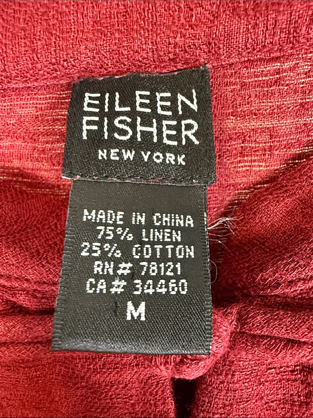 Eileen Fisher Red Linen Cotton Blend Mandarin Collar Frog Closure Jacket Shirt M - Picture 2 of 10